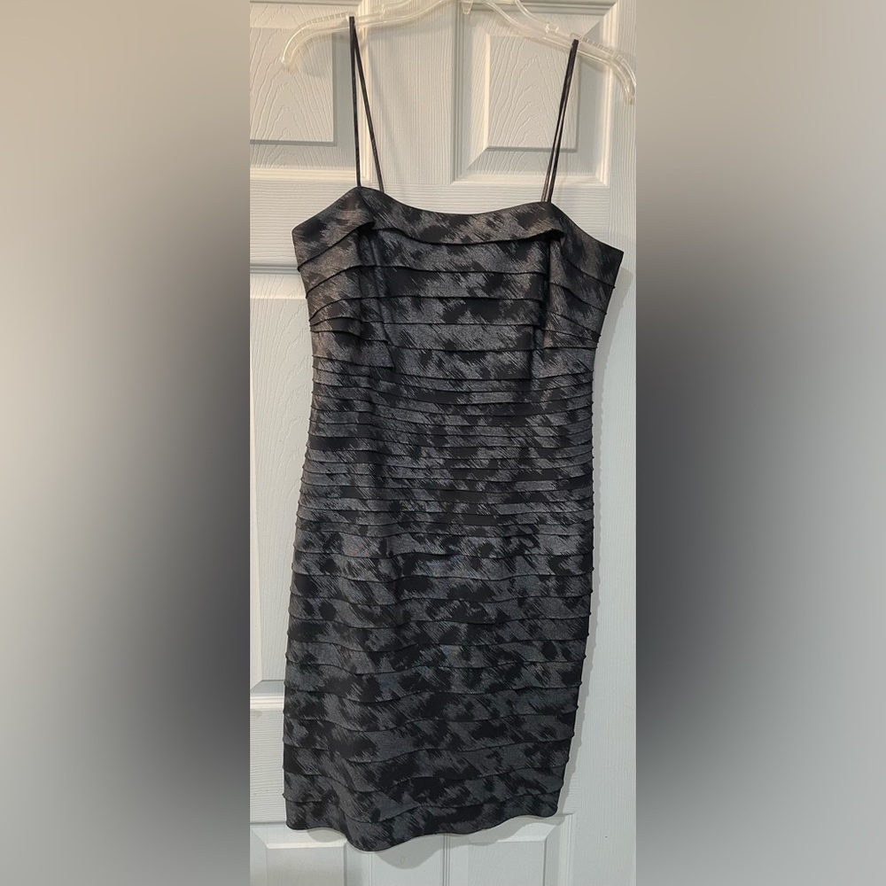 *Prom* Connected Apparel Silver & Black Spaghetti Strap Tiered Cocktail Dress